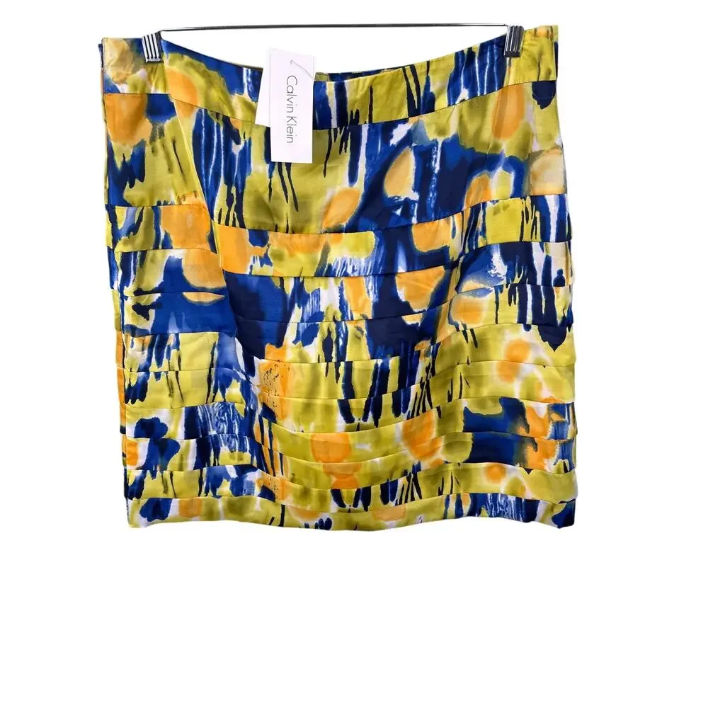 Calvin Klein Women's Size 16 Multicolor Abstract Graphic Tiered Pencil Skirt NWT